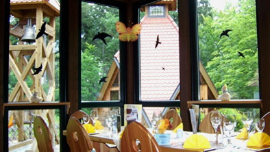 Blick auf die Gartenkapelle