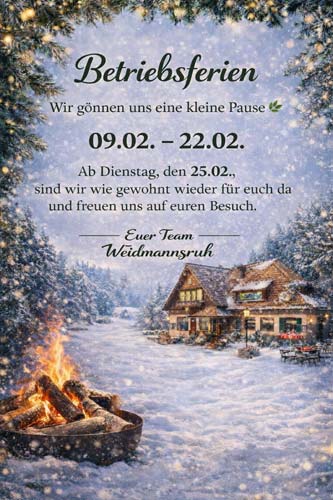 Weidmannsruh Urlaub 09.02.-22.02.2026