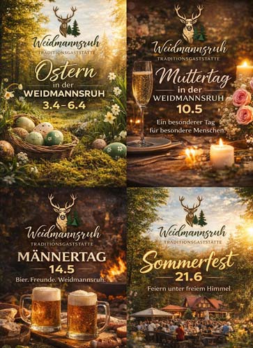 Ostern, Muttertag, Männertag und Sommerfest in der Weidmannsruh 2026