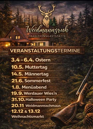 Veranstaltungen in der Weidmannsruh 2026